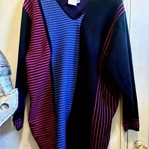 Ulla Popken Colorblock V-Neck Sweater